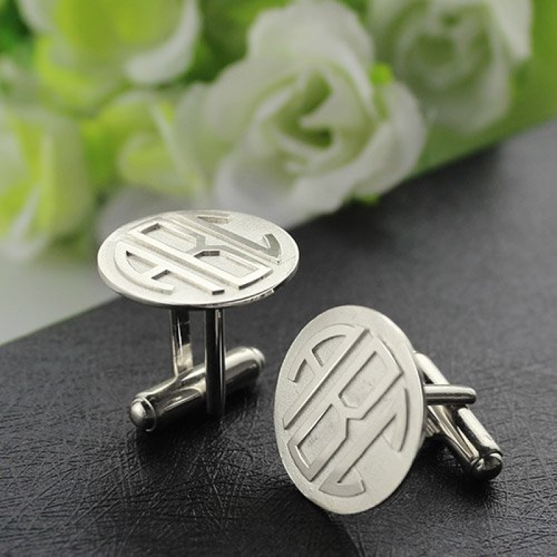 Personalised men's block monogram cufflinks, gallery view