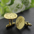 Engraved Monogram Cufflinks Detail Engraved monogram cufflinks detail view
