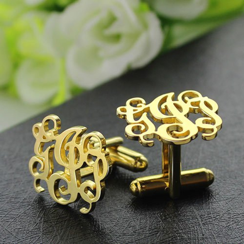Personalised 3-Initial Monogram Cufflinks Personalised three-initial monogram cufflinks product image