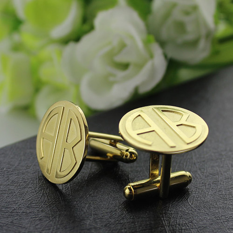 Block Monogram Cufflinks Detail View Personalised block monogram cufflinks for men, detail view