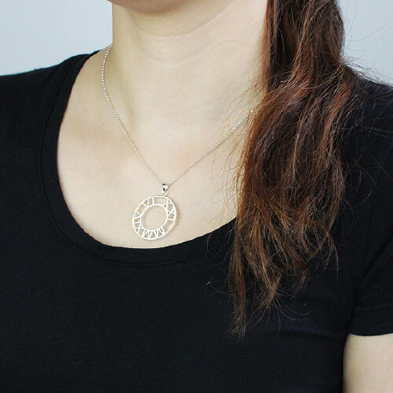 Double Circle Roman Numeral Necklace Personalised double circle Roman numeral necklace product image