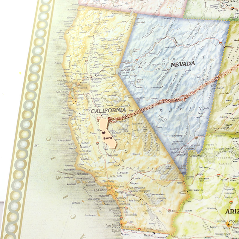 California State Heart Name Necklace California state-shaped heart name necklace
