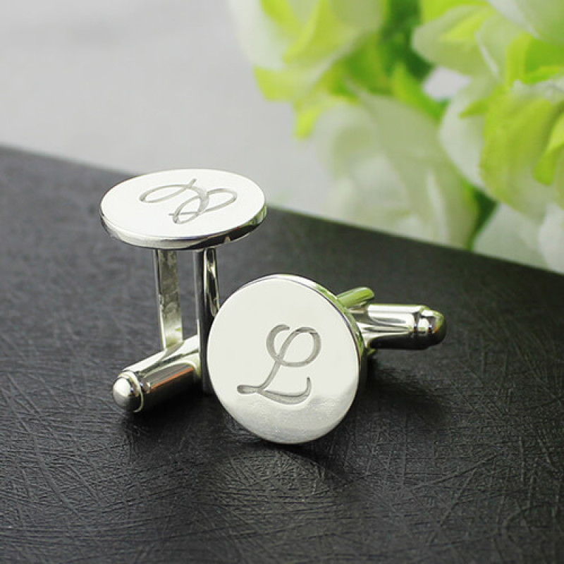 Personalised Initial Cufflinks Personalised round initial cufflinks