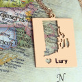 Rhode State Heart Name Dog Tag Necklace Personalised Rhode state dog tag necklace with heart name detail