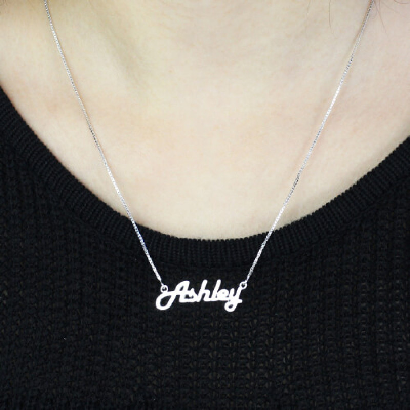 Sterling Silver Retro Name Necklace - Product Image Sterling silver retro personalised name necklace product image