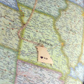 Custom Missouri state-shaped heart name necklace detail