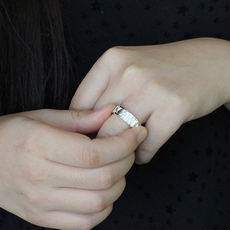 Personalised Roman numerals band ring product image