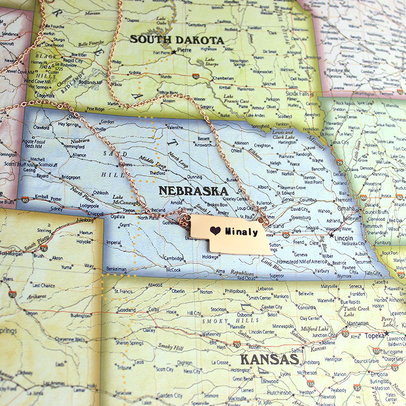 Custom Nebraska state-shaped name necklace product image