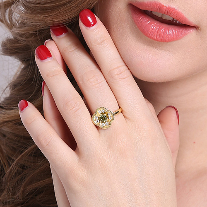 Blossoming personalised birthstone name ring view