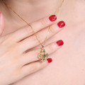Clover lucky charm necklace with optional birthstone, gallery image