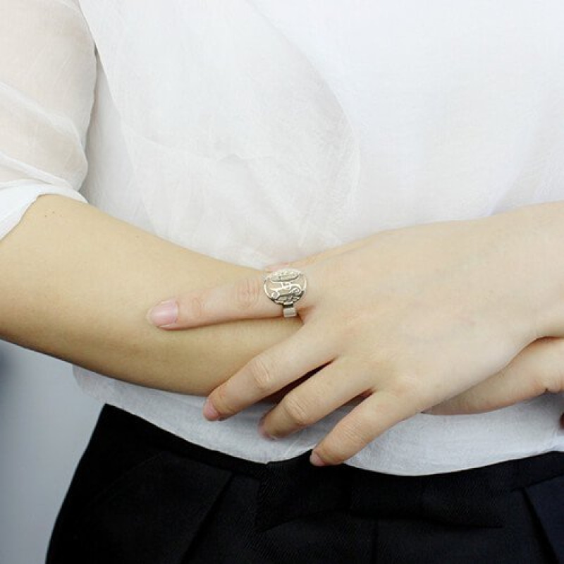 Cut-out monogram initial ring product view