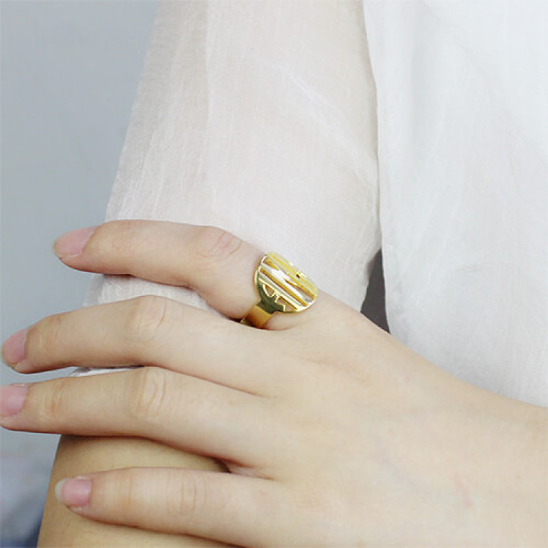 Personalised block circle monogram ring product image