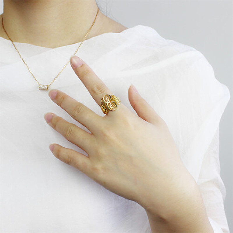 Interlocking Three Initials Monogram Ring View Interlocking three initials monogram ring product view