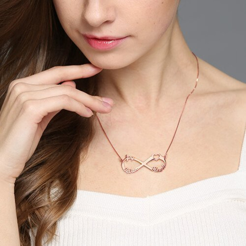 Personalised heart infinity necklace product detail image