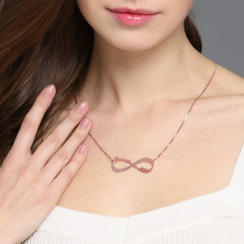Double Name Infinity Necklace Detail Personalised double name infinity necklace detail image