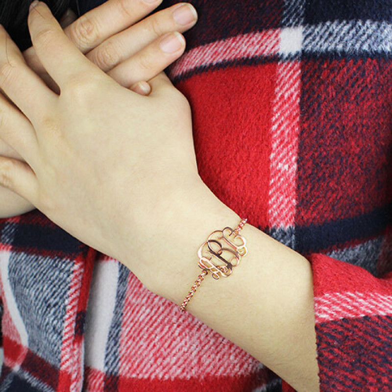 Monogram Bracelet with Double Hooks Personalised monogram name bracelet with double hooks