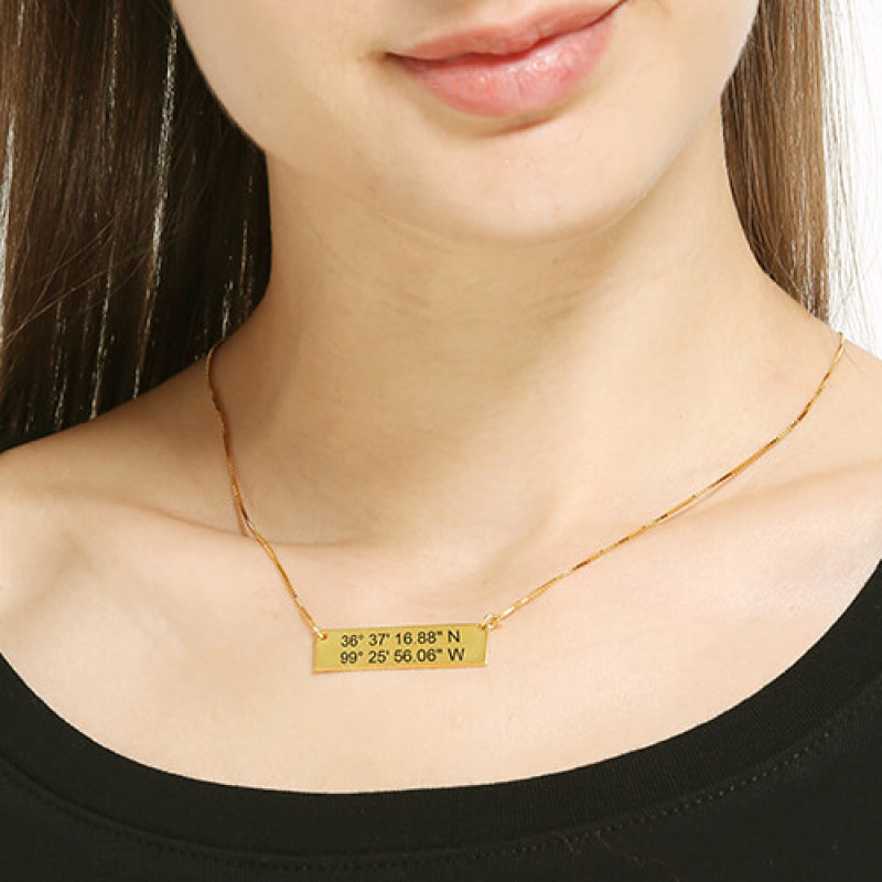 Personalised GPS coordinates necklace product image