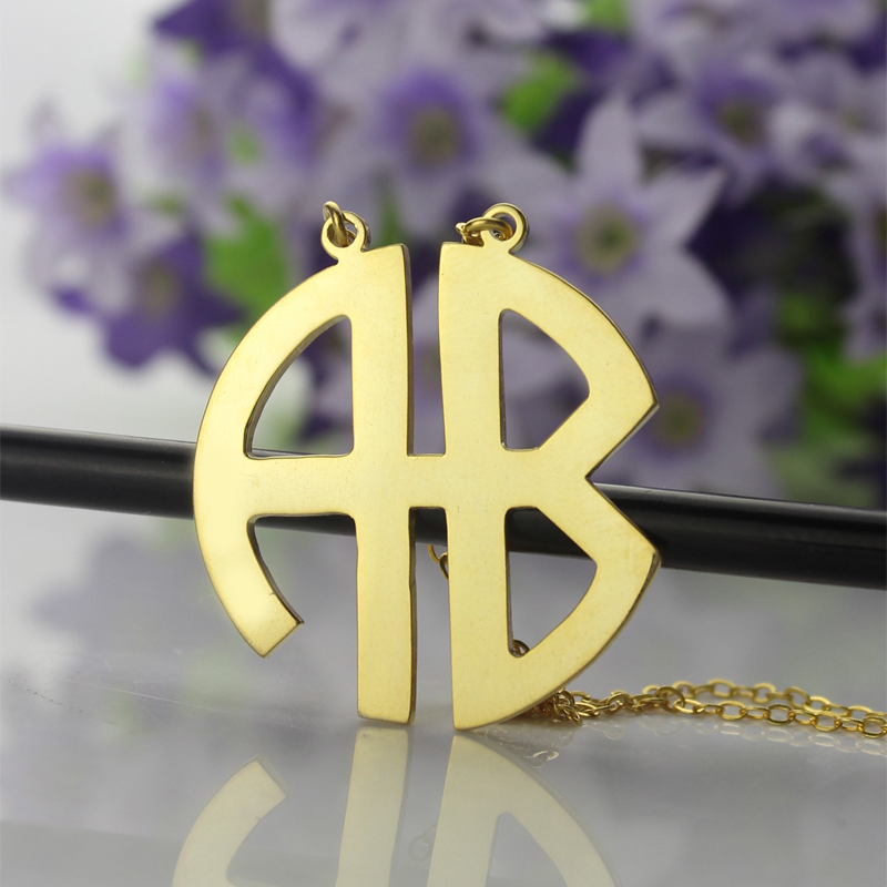 Two Initial Block Monogram Pendant Personalised two-initial block monogram pendant necklace