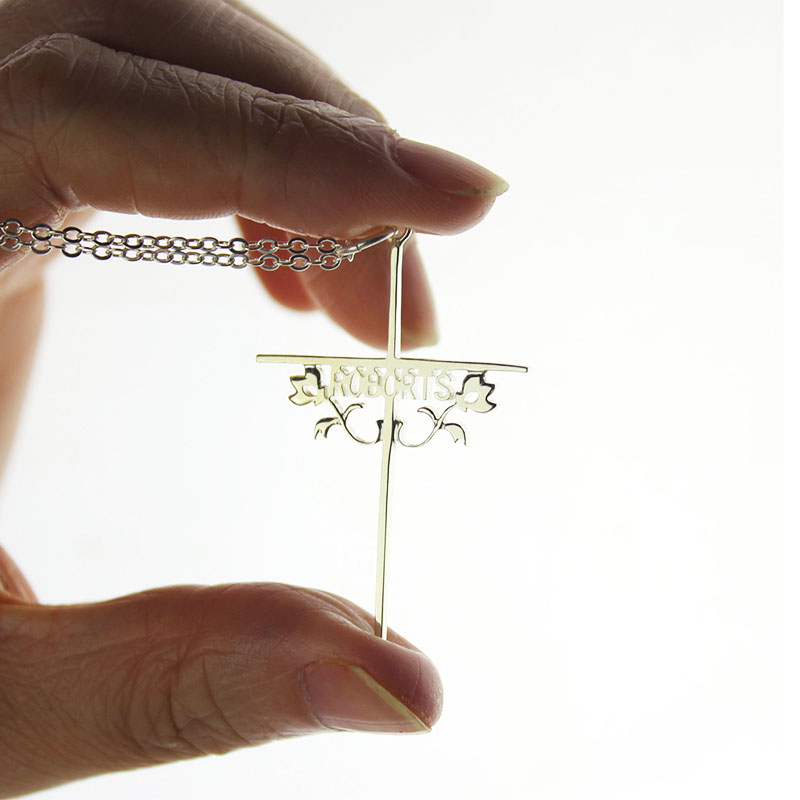 Cross Name Necklace Detail Cross name necklace with personalised name detail