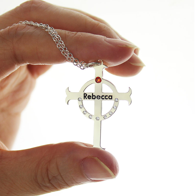 Circle Cross Name Necklace Personalised circle cross name necklace product image