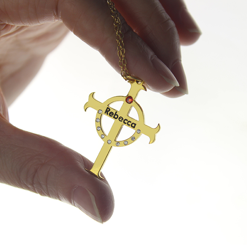 Personalised circle cross name necklace product image