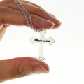 Silver Rebecca Font Cross Name Necklace Silver Rebecca font cross name necklace product image
