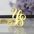 Personalised 18ct gold plated two-initial monogram necklace detail