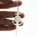 Sterling Silver Anchor Monogram Initial Necklace Sterling silver anchor monogram initial necklace product view