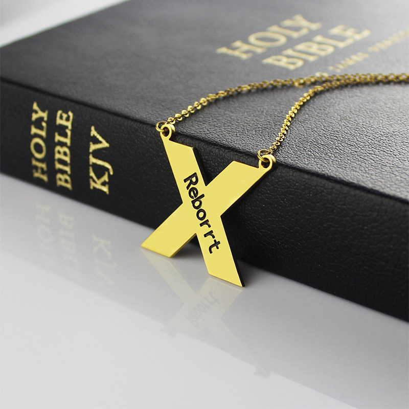 Personalised St. Andrew Cross Name Necklace Personalised St. Andrew cross name necklace view