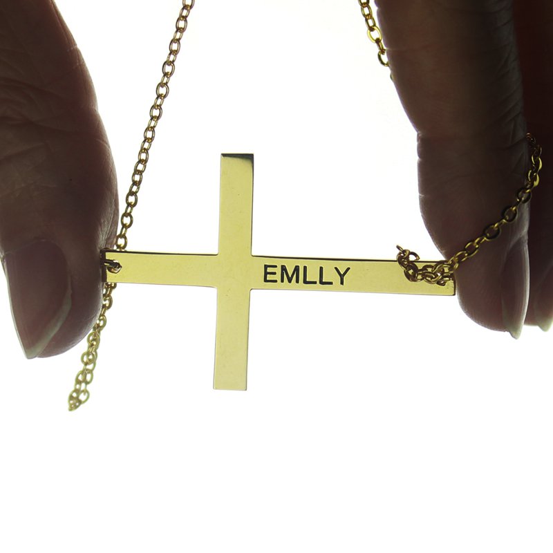 Engraved Latin Cross Name Necklace Personalised engraved Latin cross name necklace product image