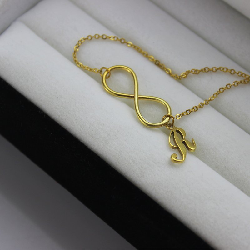 Infinity Knot Initial Necklace with 18ct Gold Plating Infinity knot initial necklace product image