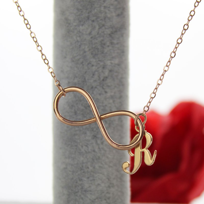 Infinity Initial Necklace Detail Infinity initial necklace detail image