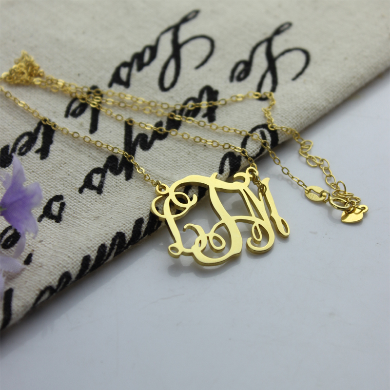Cut-out personalised monogram necklace with initial pendant