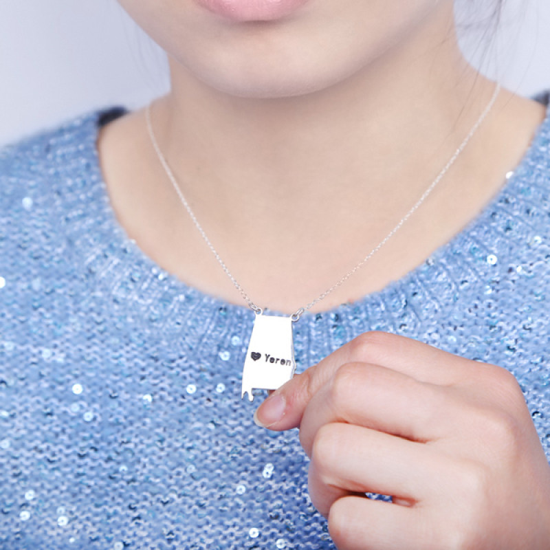 Custom Alabama State Map Necklace Custom Alabama state map necklace product image