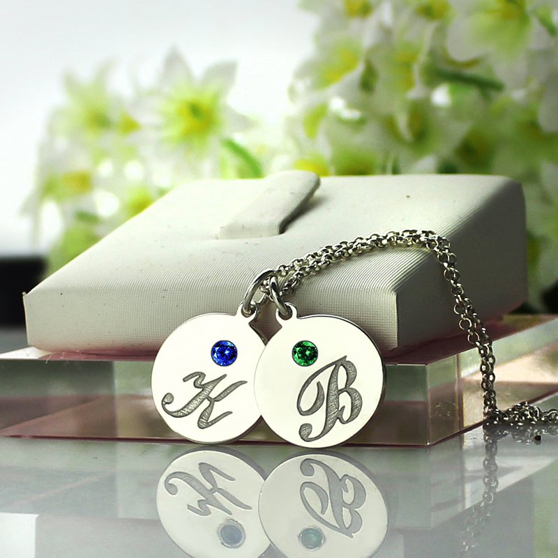 Personalised disc necklace shown from an alternate view