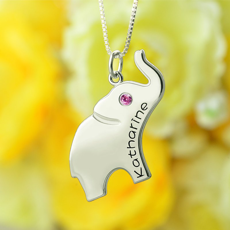 Personalised elephant necklace view