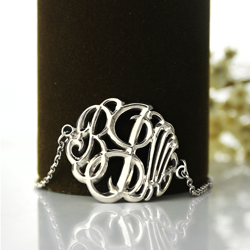 Monogram Bracelet View Hand-painted sterling silver monogram bracelet view