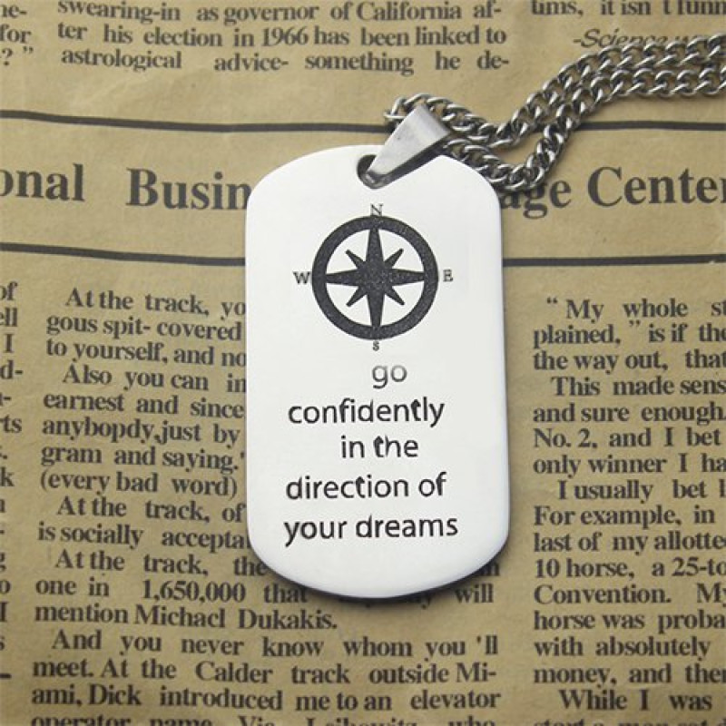 Personalised Compass Dog Tag Name Necklace Personalised Compass Dog Tag Name Necklace product image