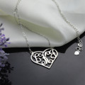 Solid white gold heart initial monogram necklace alternate view