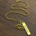 Yoga Lotus Flower Bar Necklace Personalised yoga lotus flower bar necklace product image