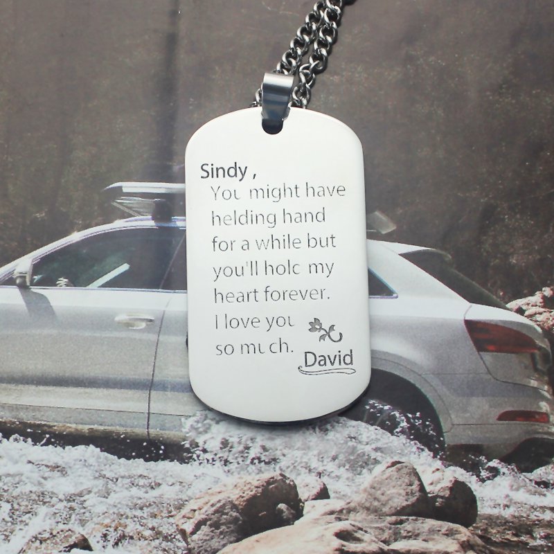 Men's Dog Tag Name Necklace - View 4 Men's personalised dog tag name necklace