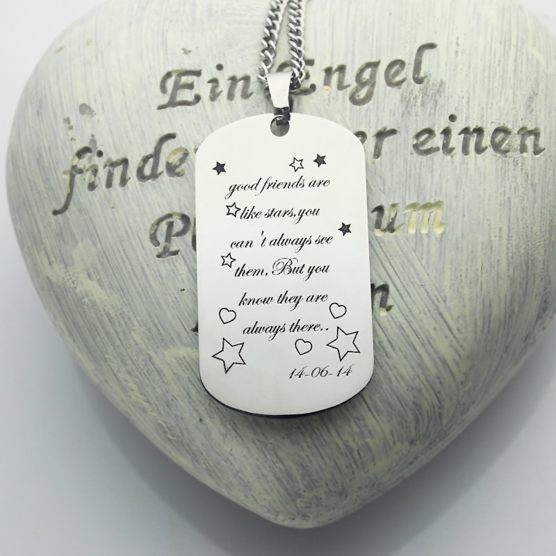 Best friends dog tag name necklace