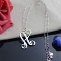 Custom heart initial monogram necklace alternate view