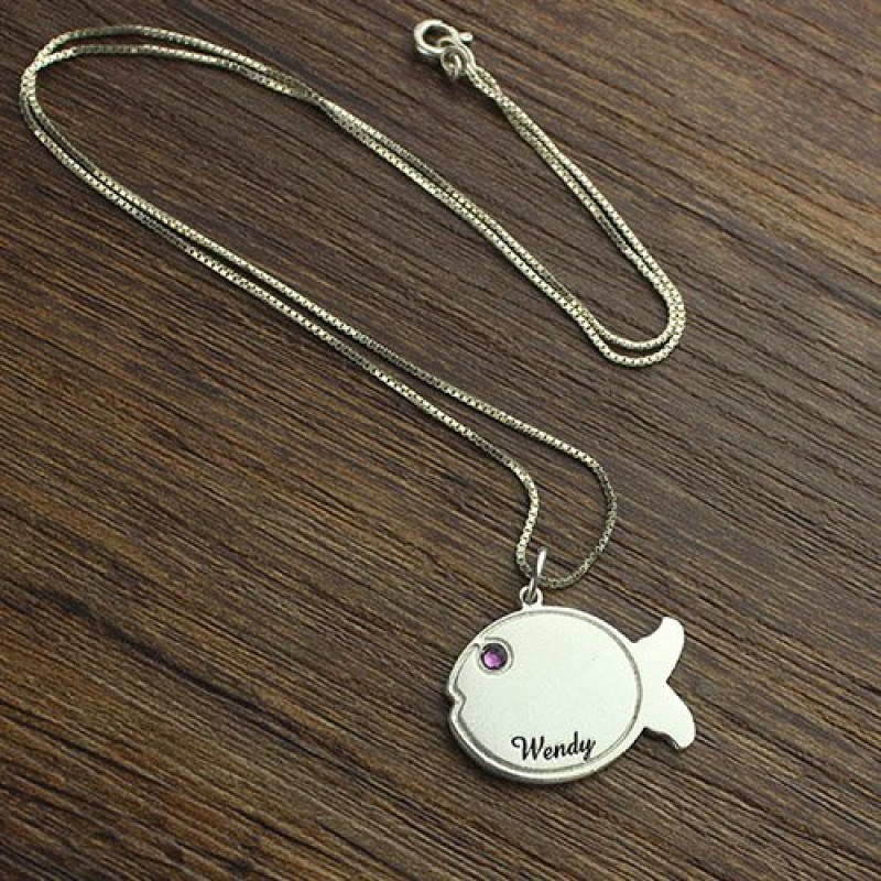 Engraved Fish Pendant Necklace Engraved fish pendant necklace product image