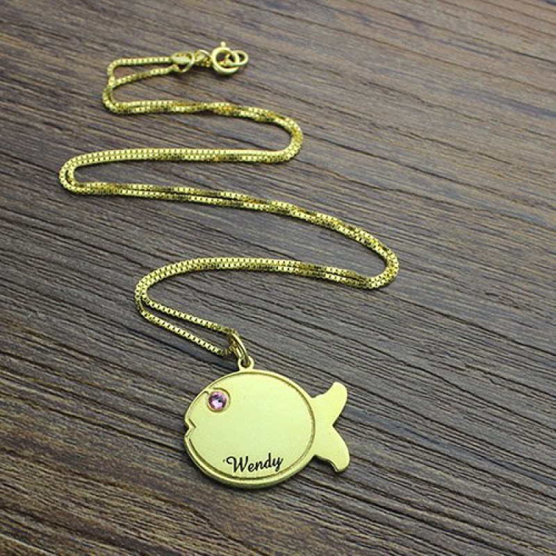 Personalised kids fish name necklace product image