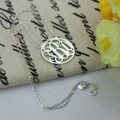 18ct white gold circle monogram necklace gallery image