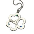 Three Heart Shamrocks Necklace Personalised shamrocks necklace with three hearts
