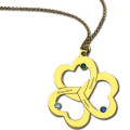 Birthstone triple heart engraved name necklace