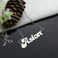 Personalised 18ct solid white gold BANANA font name necklace