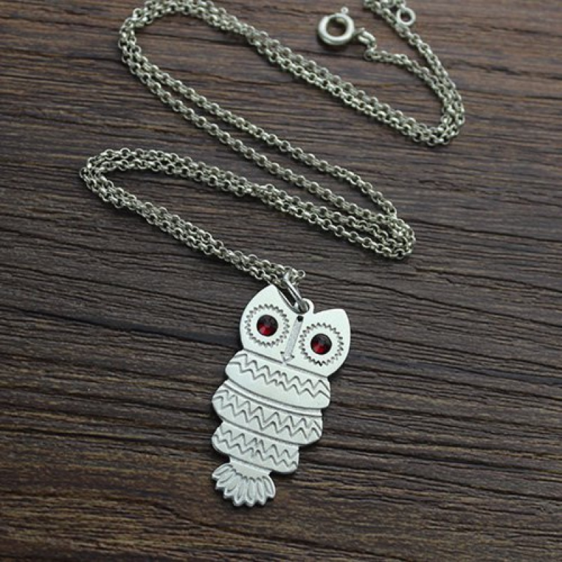 Birthstone Owl Name Necklace for Girls Personalised birthstone owl name necklace for girls